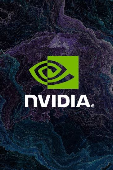 Nvidia logo with abstract black, blue and purple background. Nvidia logo with abstract black, blue and purple background.