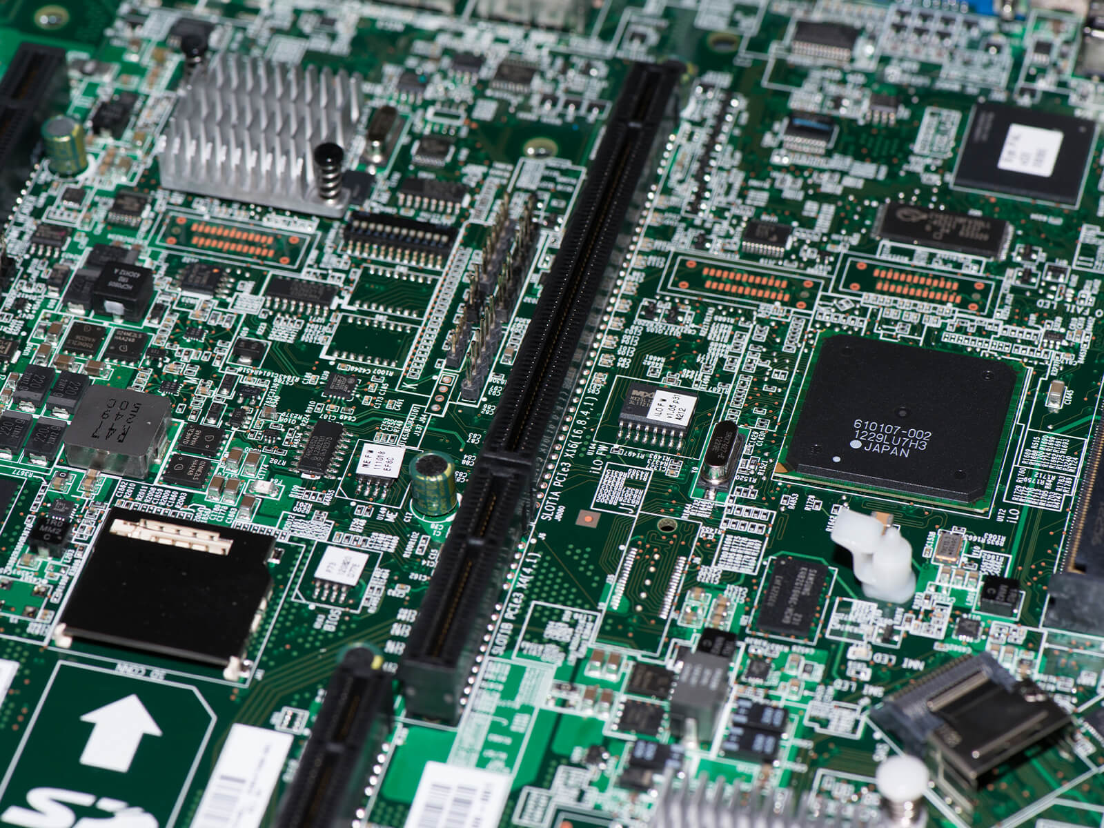 Close up of microchip technology connections.